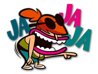 😂 JA JA 卡通, 笑, 女人, 太阳镜, 乐趣, 表情, 舌头 telegram sticker