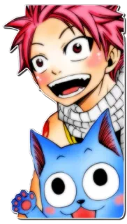 😃 Natsu Dragneel Fairy Tail anime, fairy tail, natsu dragneel, happy, cartoon, cute telegram sticker