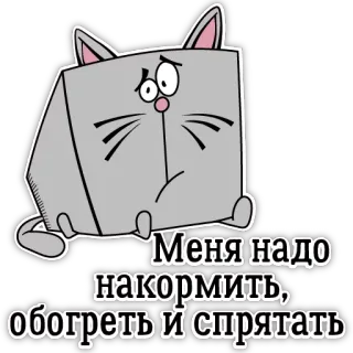 😞 Меня надо накормить, обогреть и спрятать chat, autocollant, mignon, animal, dessin animé telegram sticker