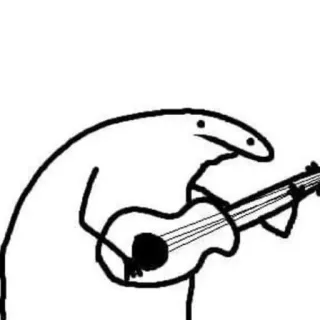 🌟 cartoon, guitar, music, stick figure, white whatsapp sticker