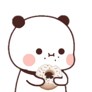 🍼 Panda, Donut, Mignon, Kawaii, Dessin animé, Sucré, Nourriture telegram sticker