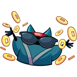 💰 guaxinim, dinheiro, rico, óculos de sol, legal, desenho animado, adesivo telegram sticker