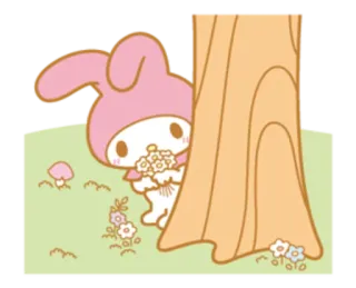 😯 My Melody sanrio, imut, kawaii, bunga, merah muda, kartun telegram sticker