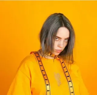 🕸 Billie Eilish Billie Eilish, Sängerin, Musikerin, Popstar, Gelb, Porträt telegram sticker