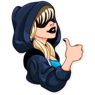👍 girl, hoodie, thumbs up, cartoon, blonde telegram sticker