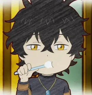 🖤 アニメ, 歯磨き, アニメキャラ telegram sticker
