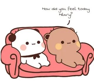 ❤️ How did you feel today Hilary? ours, mignon, dessin animé, canapé, animaux, kawaii telegram sticker