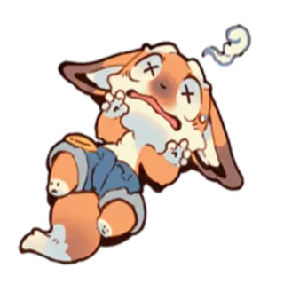 😵 vos, cartoon, dier, schattig, grappig telegram sticker