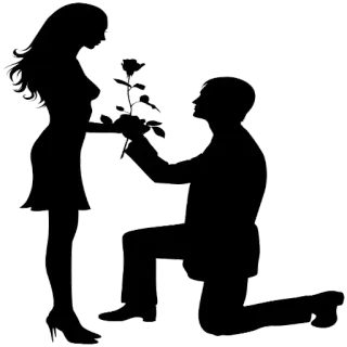 ❤️ 求婚, 爱, 浪漫, 剪影, 关系, 情侣, 订婚 telegram sticker