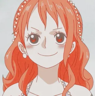 😀 Nami One Piece anime, postać, pomarańczowe włosy, uśmiech, one piece, nami, kreskówka, kobieta telegram sticker