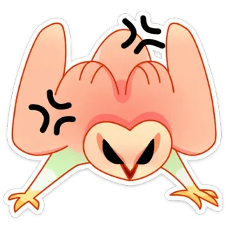 😊 coruja, zangado, desenho animado, adesivo, pássaro telegram sticker