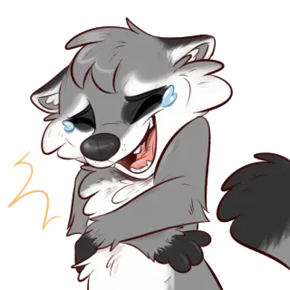 😆 mapache, riendo, llorando, lágrimas, animal, dibujos animados telegram sticker