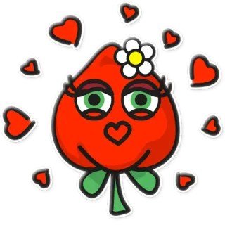 😍 Tomate, Cartoon, Niedlich, Blume, Herz telegram sticker
