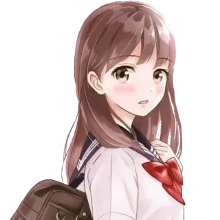 😜 อนิเมะสาว, ชุดนักเรียน, น่ารัก, การ์ตูน, ภาพเหมือน, ภาพประกอบ telegram sticker