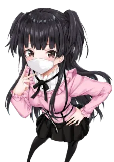 😷 anime, girl, mask, cute, kawaii, illustration telegram sticker