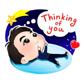 😘 Thinking of you Kartun, Cinta, Berpikir, Imut, Hati whatsapp sticker