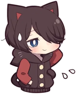 😅 Anime, Katzenjunge, Schweiß, Süß, Chibi, Manga, Kapuzenpulli whatsapp sticker