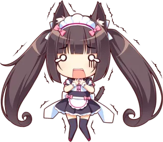 😱 Chocola Nekopara アニメ, 猫耳, メイド, ちび, 泣き telegram sticker