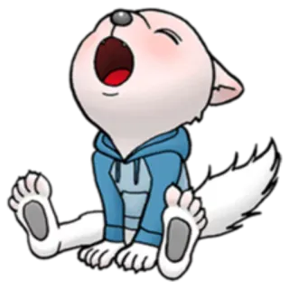 😩 loup, petit, chiot, animal, mignon, dessin animé, assis telegram sticker