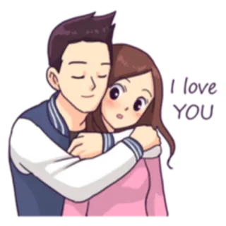 ❤️ I love YOU love, couple, romance, affection, relationship, cartoon telegram sticker