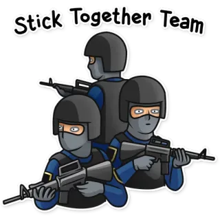 💪 Stick Together Team チーム, 軍隊, 兵士, 銃, 武器 telegram sticker