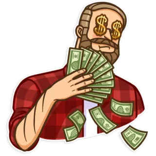 💸 uang, simbol dolar, kekayaan, kaya, tunai, kesuksesan, pria telegram sticker
