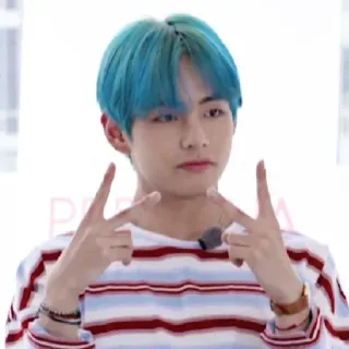 🤙 persona, kpop, v, bts, capelli blu, uomo, coreano whatsapp sticker