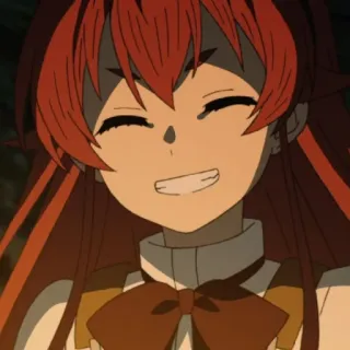 😁 cô gái anime, tóc đỏ, cười, hoạt hình, anime telegram sticker