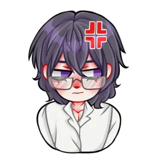 😡 giận dữ, chibi, kính, anime, manga, nhân vật whatsapp sticker