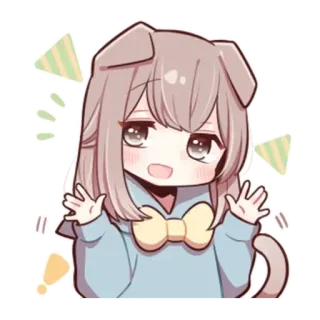 🦋 Anime, Manga, Kawaii, Lindo, Perro, Chica, Dibujo animado telegram sticker