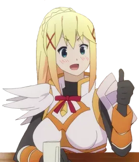 👍 Darkness Konosuba 动漫, 金发, 点赞, 为美好的世界献上祝福！, 达克尼斯 telegram sticker