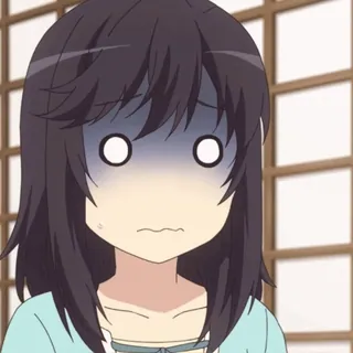 😨 Anime, Mädchen, geschockt, besorgt, Cartoon, Figur, Ausdruck, verängstigt telegram sticker
