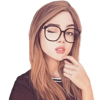 😏 woman, glasses, portrait, girl, illustration whatsapp sticker