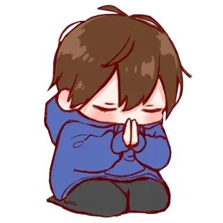 💞 ちび, かわいい, アニメ, 祈り, パーカー whatsapp sticker