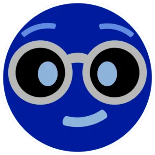 🤓 emoji, rosto, sorriso, óculos, azul telegram sticker