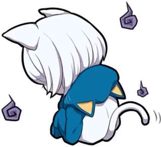 😨 kot, anime, słodki, białe włosy, duch, ogon telegram sticker