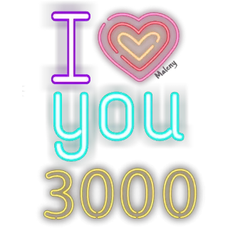 💜 I <heart> you 3000 love, heart, neon, text, 3000 whatsapp sticker