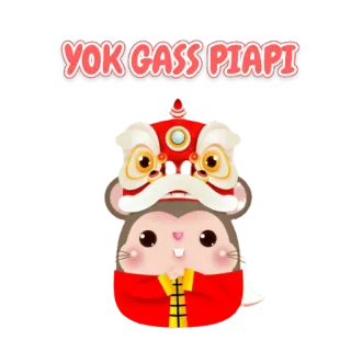 🇨🇳 YOK CASS PIAPI sticker, dibujo animado, animal, ratón, año nuevo chino, danza del dragón telegram sticker