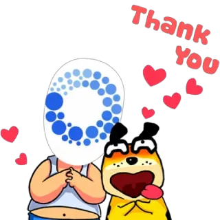 😎 Thank You obrigado, corações, cachorro, desenho animado, gratidão, fofo telegram sticker