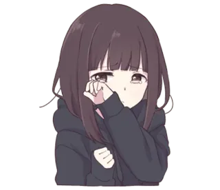 😢 anime, garota, chorando, triste, emocional, desenho animado telegram sticker