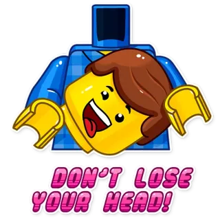 🤪 DON'T LOSE YOUR HEAD! lego, głowa, śmieszne, naklejka, kreskówka telegram sticker