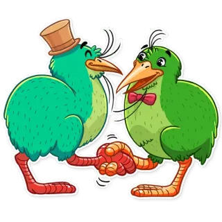 👋 pájaros, kiwi, dibujos animados, animales, diversión whatsapp sticker