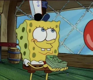 🤑 SpongeBob SpongeBob SquarePants Спанч Боб, деньги, мультфильм, никелодеон, наличные, счастливый whatsapp sticker
