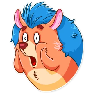 😱 cartone animato, animale, riccio, scioccato, sorpreso, espressione telegram sticker
