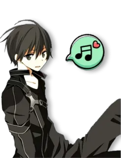 🎵 Kirito Sword Art Online anime, manga, kirito, sword art online, music, heart, cute telegram sticker
