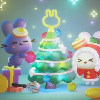 ☃️ navidad, fiestas, lindo, dibujos animados, invierno, conejo, festivo, decoración telegram sticker