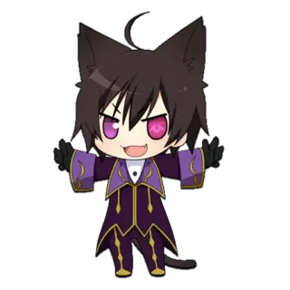 😝 Anime, Chibi, Kucing, Kartun, Kawaii, Ungu telegram sticker