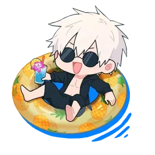 😎 anime, summer, beach, swim, chibi whatsapp sticker