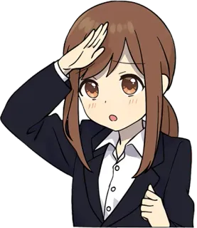 🫡 Аниме девушка, Салют, Мультфильм, Бизнесвумен, Иллюстрация telegram sticker