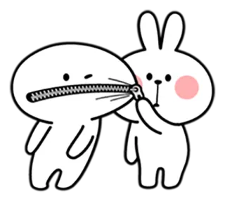 😁 dibujos animados, boca con cremallera, conejo, silencio, cállate whatsapp sticker